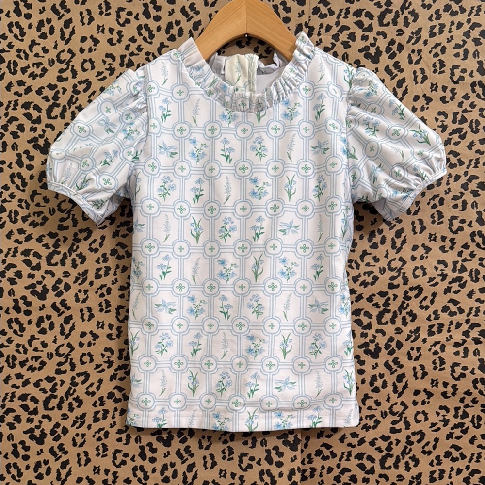 Floral Girls Rashguard in Blue and Green